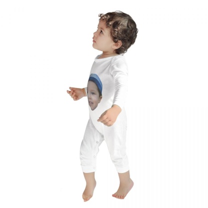 Custom #For 6M-2T-Custom Face Baby Long Sleeve Rompers 100% Organic Cotton Jumpsuit One-piece Coverall and Layette Set - YesCustom