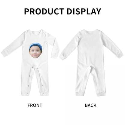 Custom #For 6M-2T-Custom Face Baby Long Sleeve Rompers 100% Organic Cotton Jumpsuit One-piece Coverall and Layette Set - YesCustom