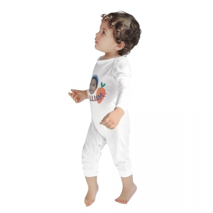 Custom #For 6M-2T-Custom Face&Name Carrot Long Sleeve Rompers 100% Organic Cotton Jumpsuit One-piece Coverall and Layette Set - YesCustom