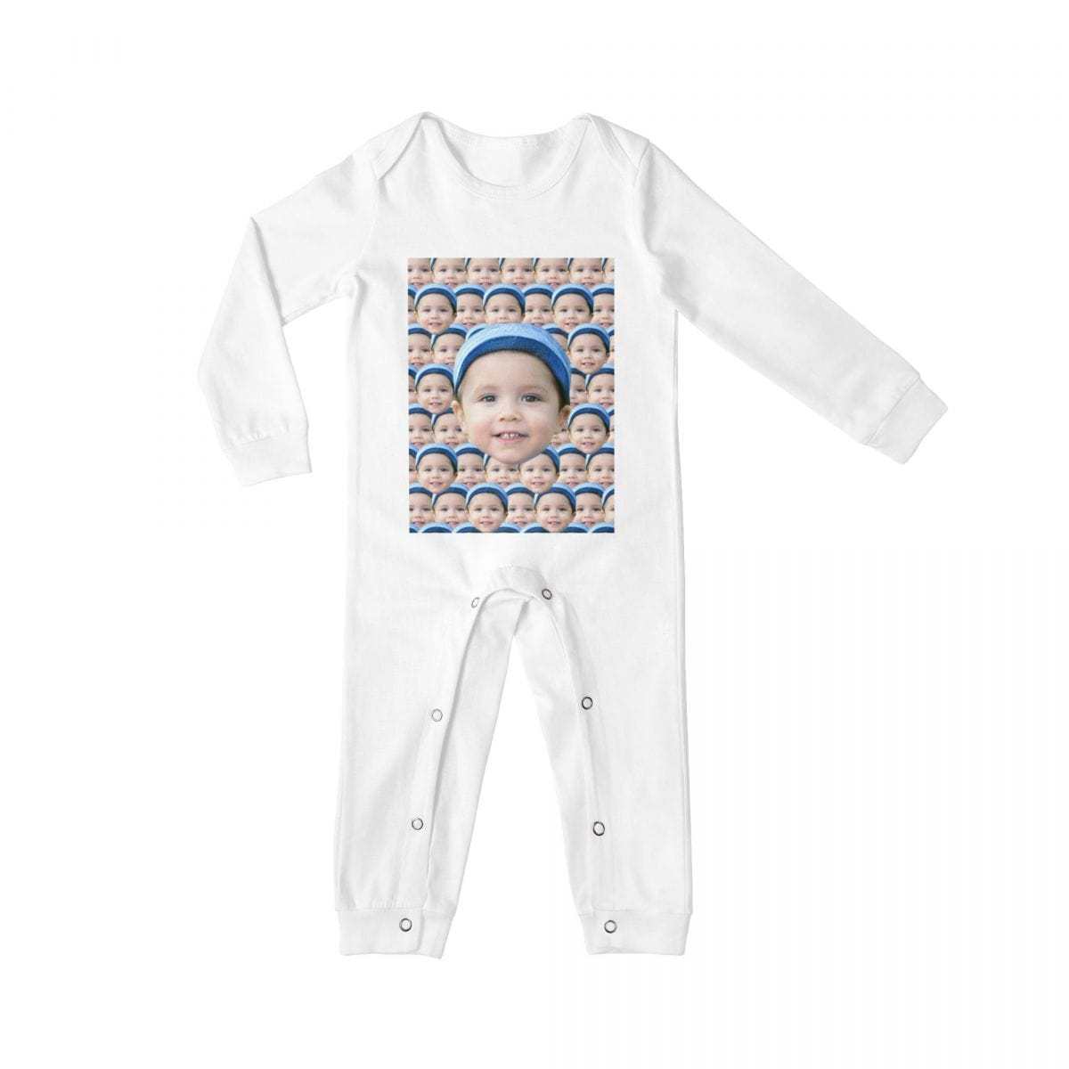 Custom #For 6M-2T-Custom Seamless Face Baby Long Sleeve Rompers 100% Organic Cotton Jumpsuit One-piece Coverall and Layette Set - YesCustom