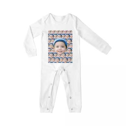 Custom #For 6M-2T-Custom Seamless Face Baby Long Sleeve Rompers 100% Organic Cotton Jumpsuit One-piece Coverall and Layette Set - YesCustom