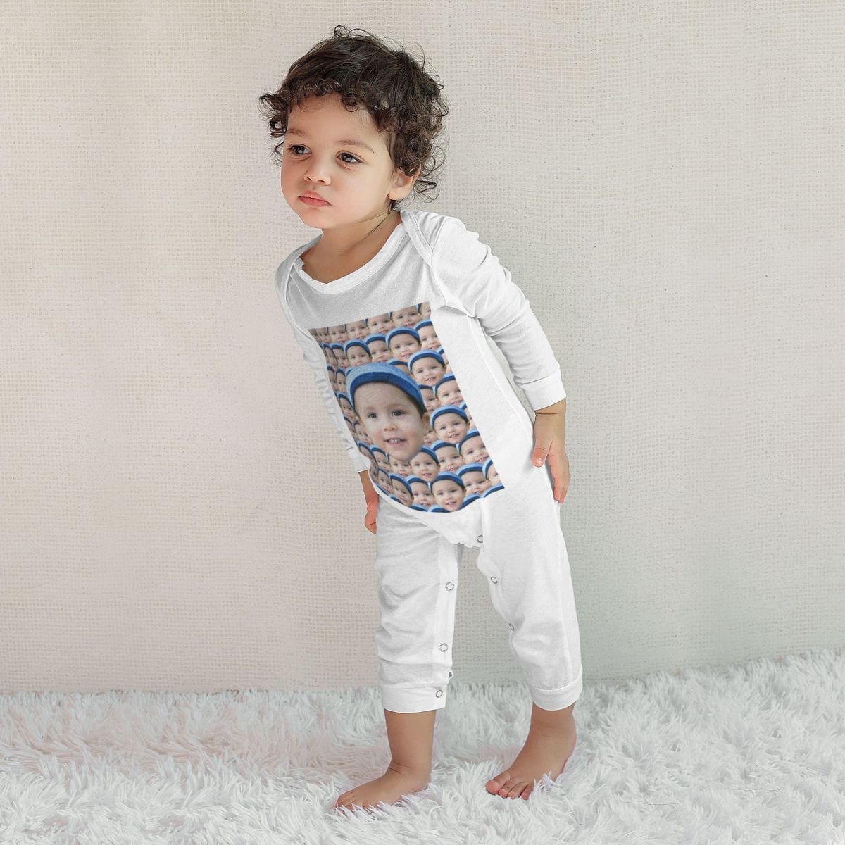 Custom #For 6M-2T-Custom Seamless Face Baby Long Sleeve Rompers 100% Organic Cotton Jumpsuit One-piece Coverall and Layette Set - YesCustom