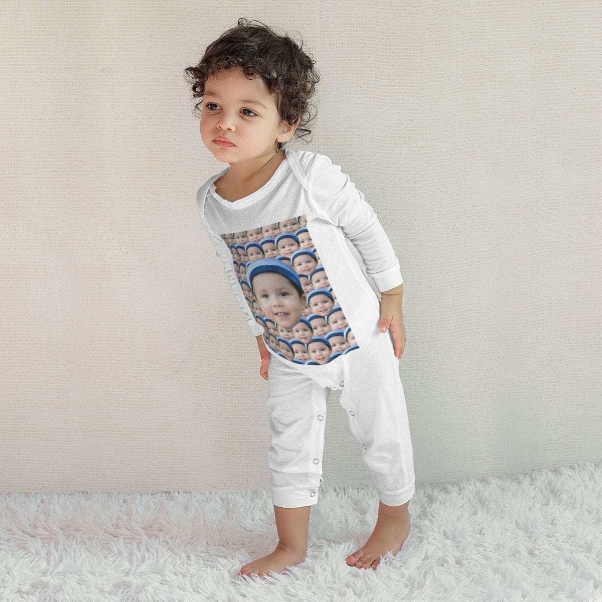 Custom #For 6M-2T-Custom Seamless Face Baby Long Sleeve Rompers 100% Organic Cotton Jumpsuit One-piece Coverall and Layette Set - YesCustom