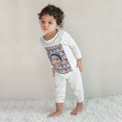 Custom #For 6M-2T-Custom Seamless Face Baby Long Sleeve Rompers 100% Organic Cotton Jumpsuit One-piece Coverall and Layette Set - YesCustom