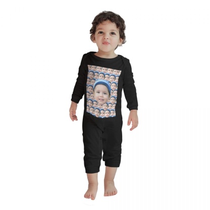 Custom #For 6M-2T-Custom Seamless Face Baby Long Sleeve Rompers 100% Organic Cotton Jumpsuit One-piece Coverall and Layette Set - YesCustom