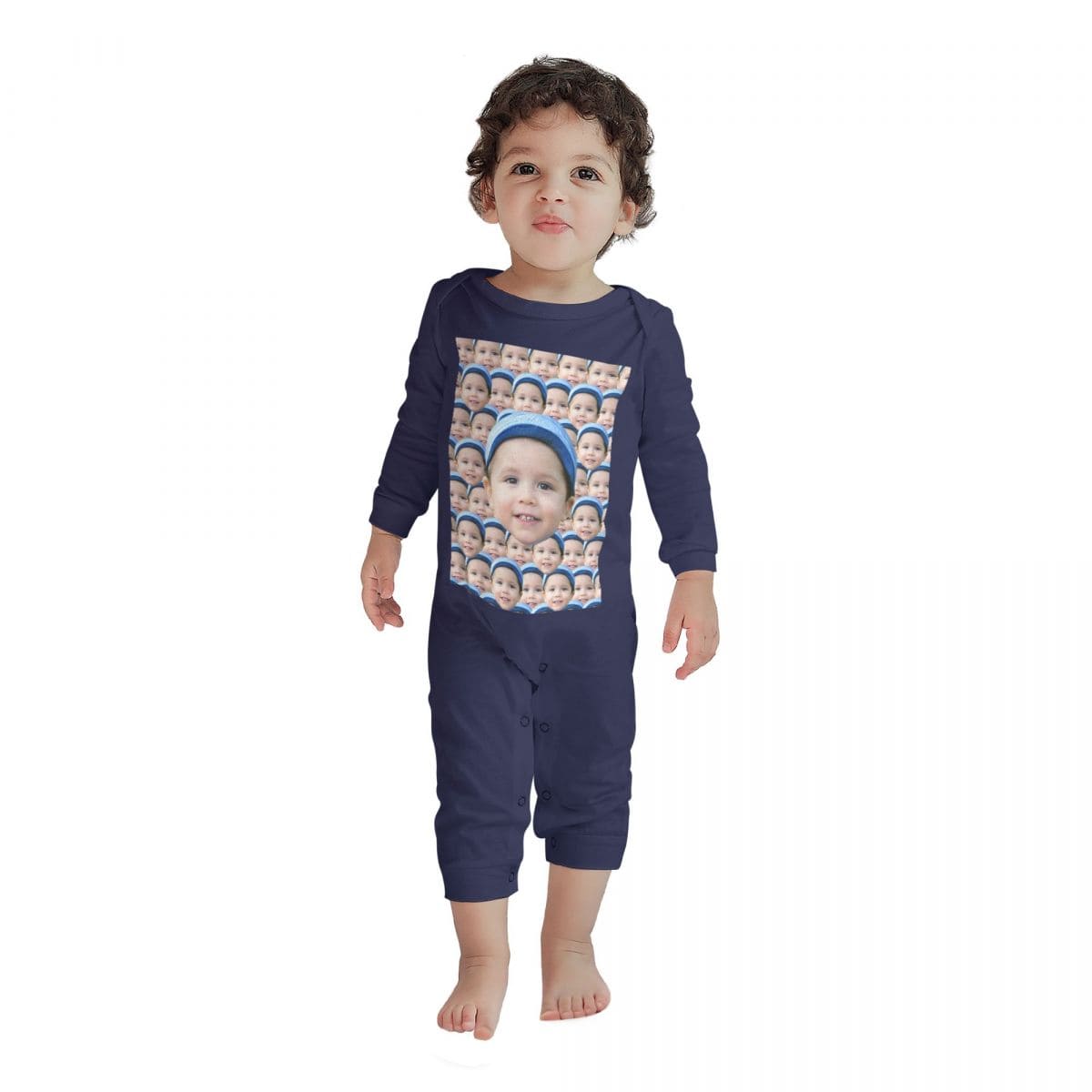 Custom #For 6M-2T-Custom Seamless Face Baby Long Sleeve Rompers 100% Organic Cotton Jumpsuit One-piece Coverall and Layette Set - YesCustom