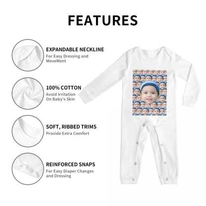 Custom #For 6M-2T-Custom Seamless Face Baby Long Sleeve Rompers 100% Organic Cotton Jumpsuit One-piece Coverall and Layette Set - YesCustom
