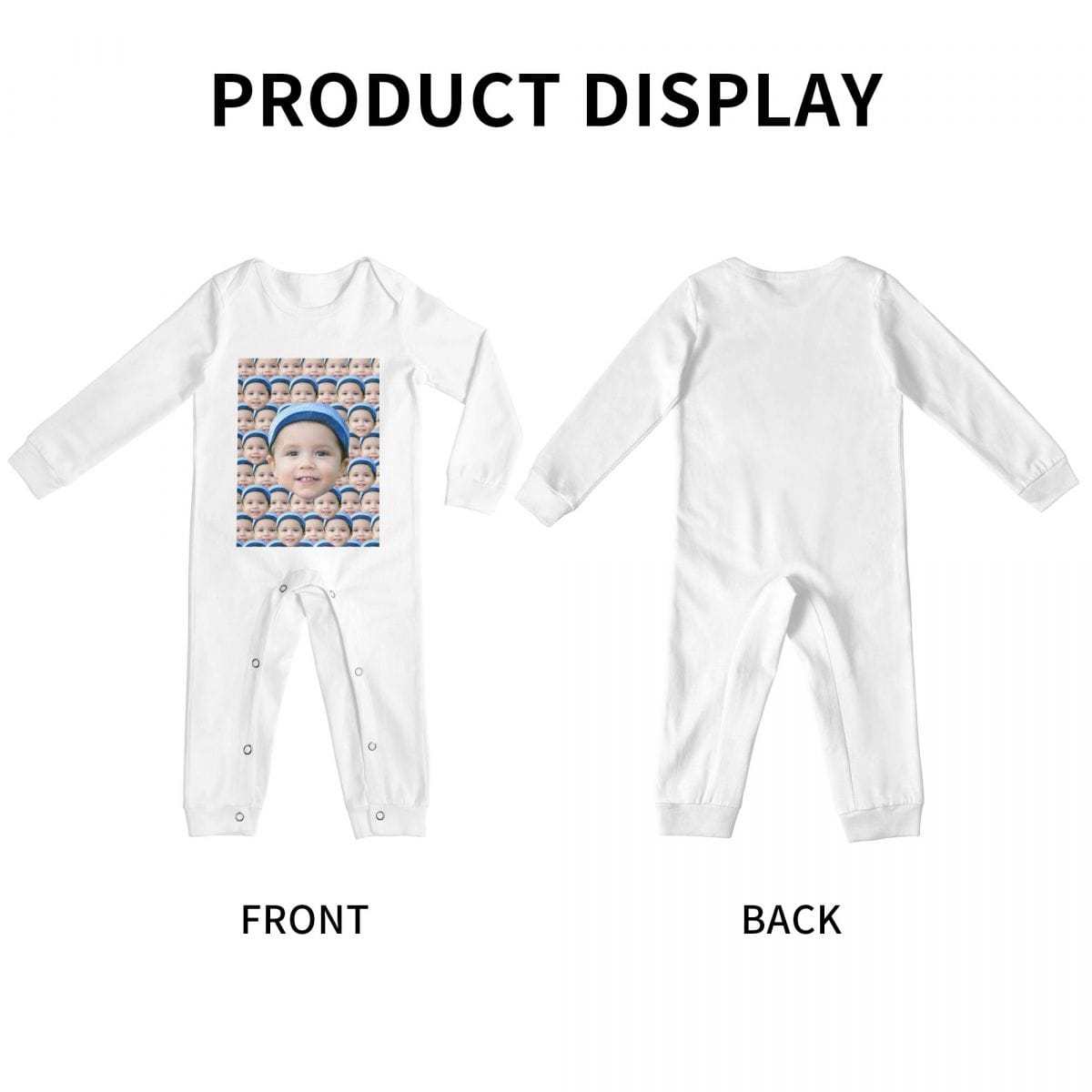 Custom #For 6M-2T-Custom Seamless Face Baby Long Sleeve Rompers 100% Organic Cotton Jumpsuit One-piece Coverall and Layette Set - YesCustom
