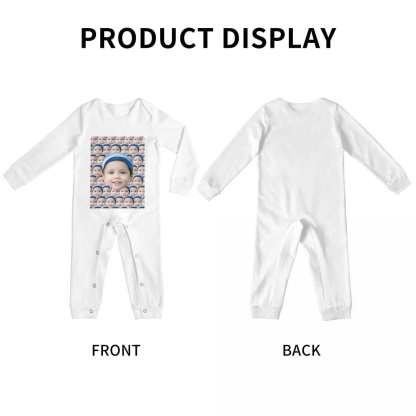 Custom #For 6M-2T-Custom Seamless Face Baby Long Sleeve Rompers 100% Organic Cotton Jumpsuit One-piece Coverall and Layette Set - YesCustom