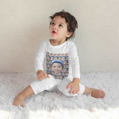 Custom #For 6M-2T-Custom Seamless Face Baby Long Sleeve Rompers 100% Organic Cotton Jumpsuit One-piece Coverall and Layette Set - YesCustom