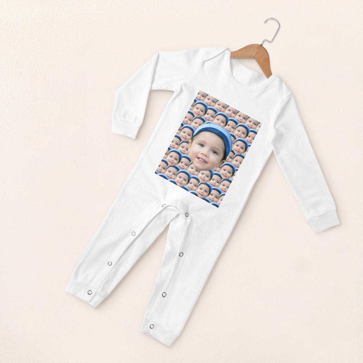 Custom #For 6M-2T-Custom Seamless Face Baby Long Sleeve Rompers 100% Organic Cotton Jumpsuit One-piece Coverall and Layette Set - YesCustom