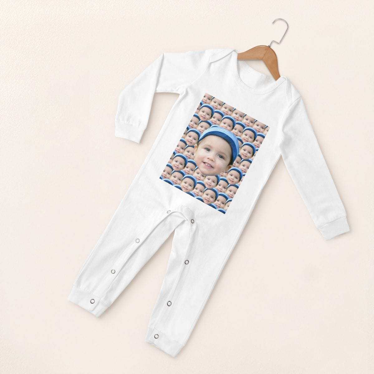 Custom #For 6M-2T-Custom Seamless Face Baby Long Sleeve Rompers 100% Organic Cotton Jumpsuit One-piece Coverall and Layette Set - YesCustom