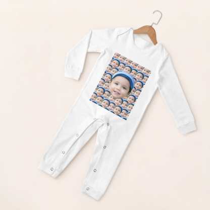 Custom #For 6M-2T-Custom Seamless Face Baby Long Sleeve Rompers 100% Organic Cotton Jumpsuit One-piece Coverall and Layette Set - YesCustom