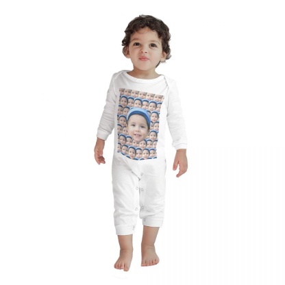 Custom #For 6M-2T-Custom Seamless Face Baby Long Sleeve Rompers 100% Organic Cotton Jumpsuit One-piece Coverall and Layette Set - YesCustom