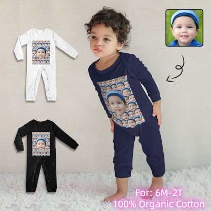 Custom #For 6M-2T-Custom Seamless Face Baby Long Sleeve Rompers 100% Organic Cotton Jumpsuit One-piece Coverall and Layette Set - YesCustom