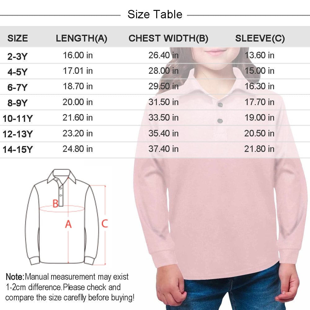 Custom Custom Face Flower Girls' Long Sleeve Polo Shirt - YesCustom