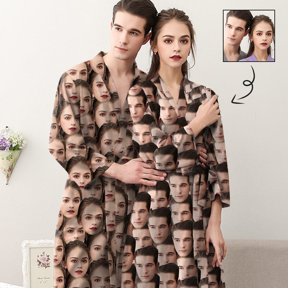 Custom Face Night Robe Seamless Face Personalized Pajama Kimono Robe
