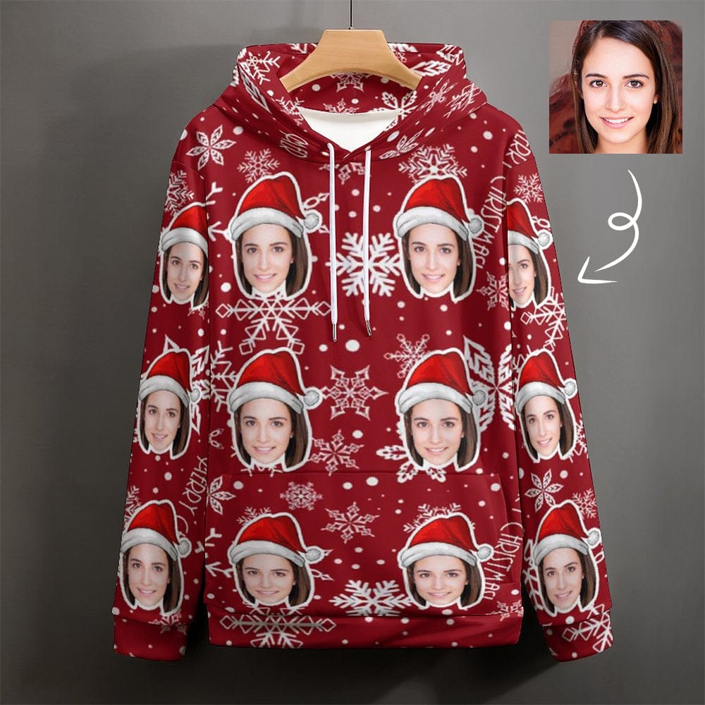 Personalised Hoodies Custom Face Christmas Snowflake Hoodie Top Outfits