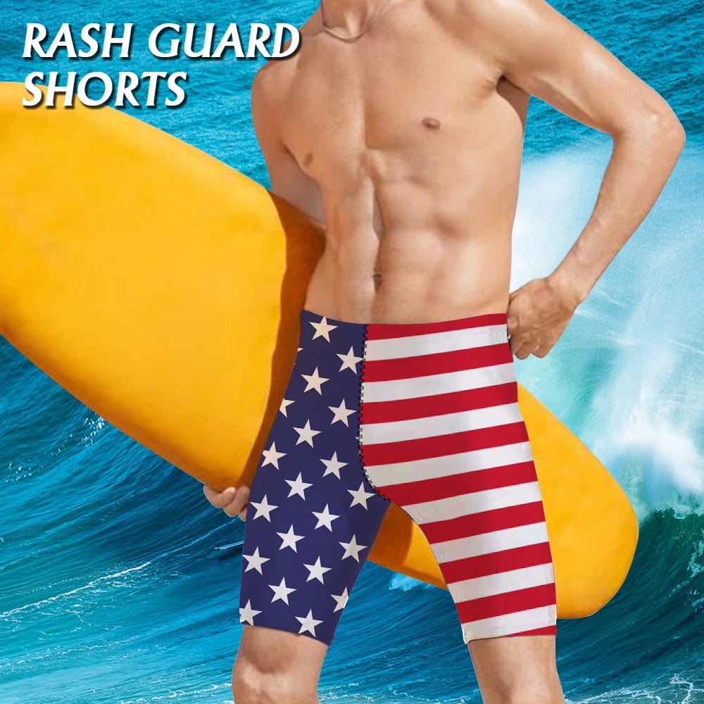 Custom #Independence Day# American Flag Men's Knee Length Swimming Trunks Summer Swim Shorts for Him - YesCustom