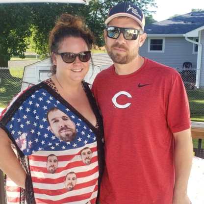 Custom #Independence Day# Custom Face USA Flag Women's Bikini Swimsuit Cover Up - YesCustom