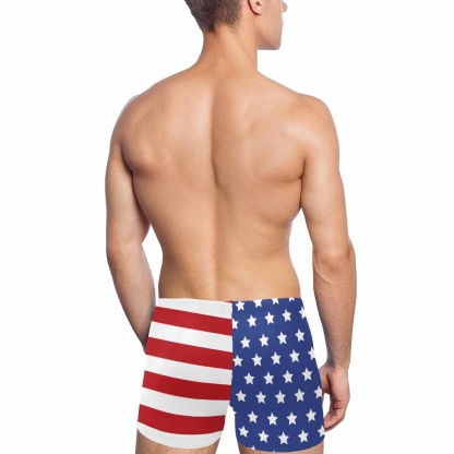 Custom #Independence Day#American Flag Men's Athletic Swim Jammers Quick Dry Waterproof Compression Square Leg Swim Briefs Swimsuit - YesCustom