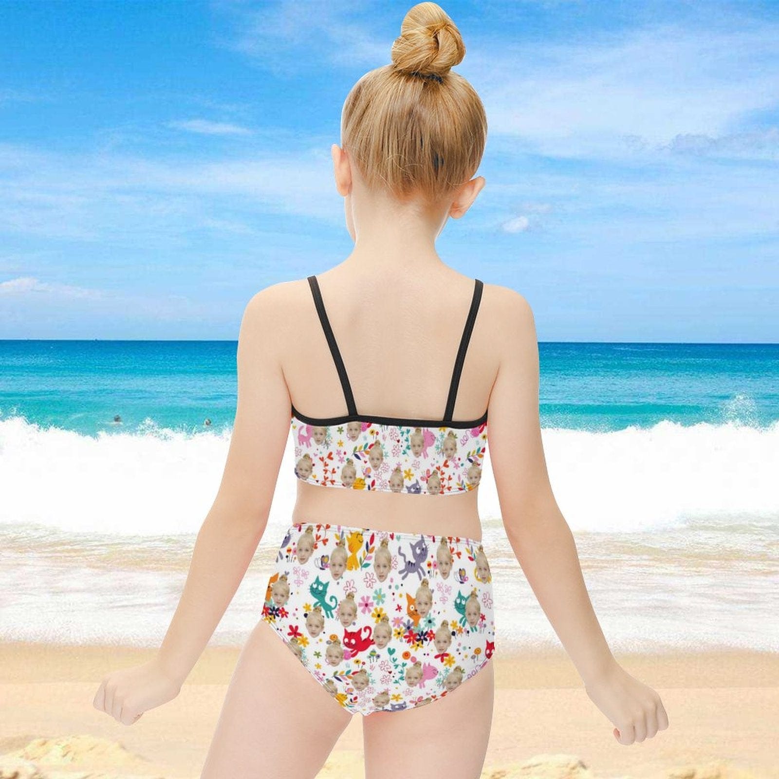 Custom Custom Face Cute Kitten Kid's Slip Swimsuit Add Your Own Image - YesCustom