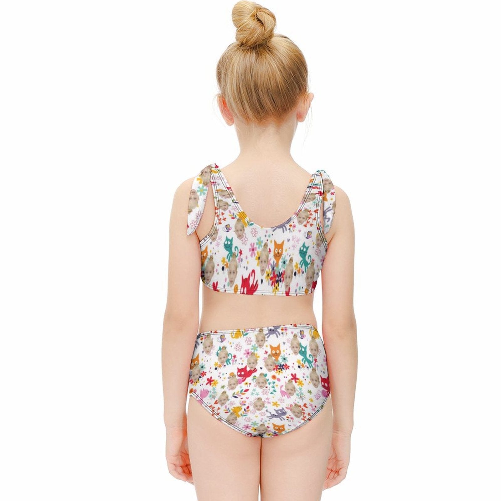 Custom Custom Face Cute Kitten Kid's Strap Swimsuit Design Your Own Swimwear Gift - YesCustom