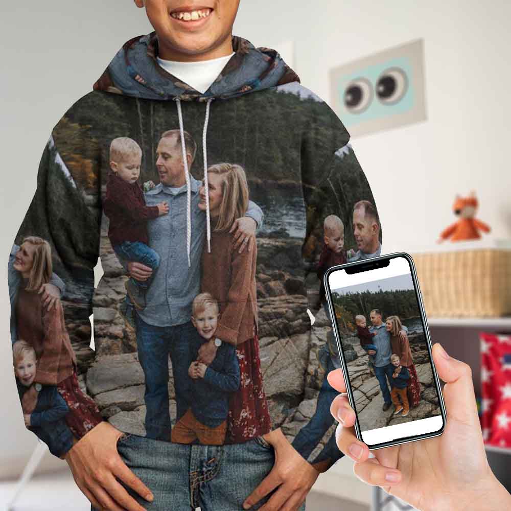 Custom Photo Single Image Loose Top Outfits Youth All Over Print Hoodie