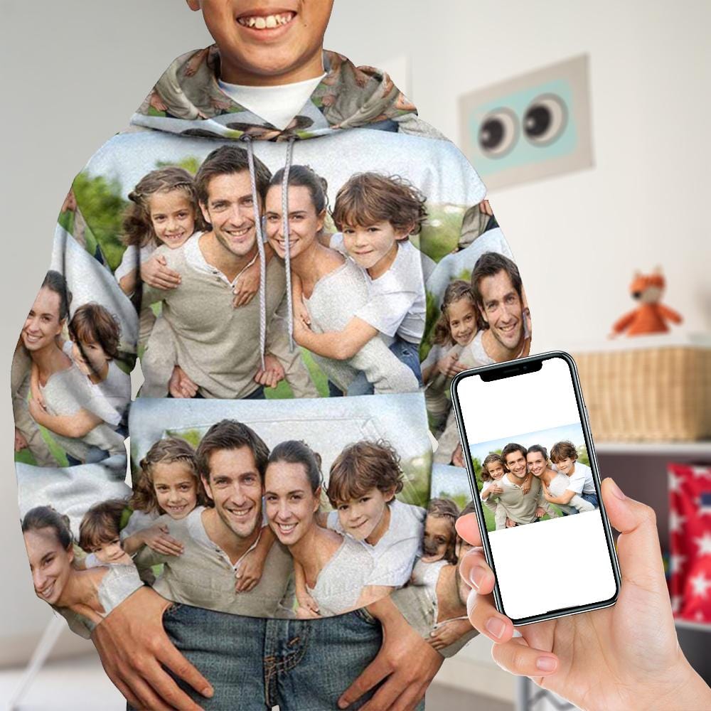Custom Photo Splicing Loose Hoodie Top Outfits Youth All Over Print Hoodie