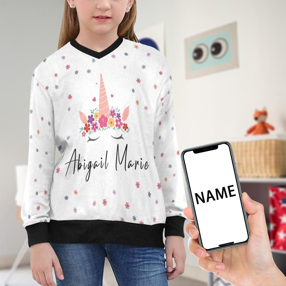 Custom Name Sweaters Unicorn Horns Personalised Girls Print Sweater