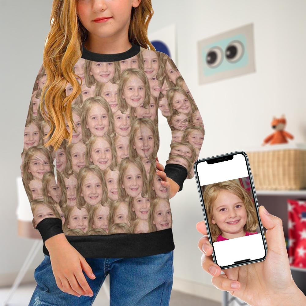 Personalized Sweater Custom Face Seamless Girl's Crew Neck Sweater
