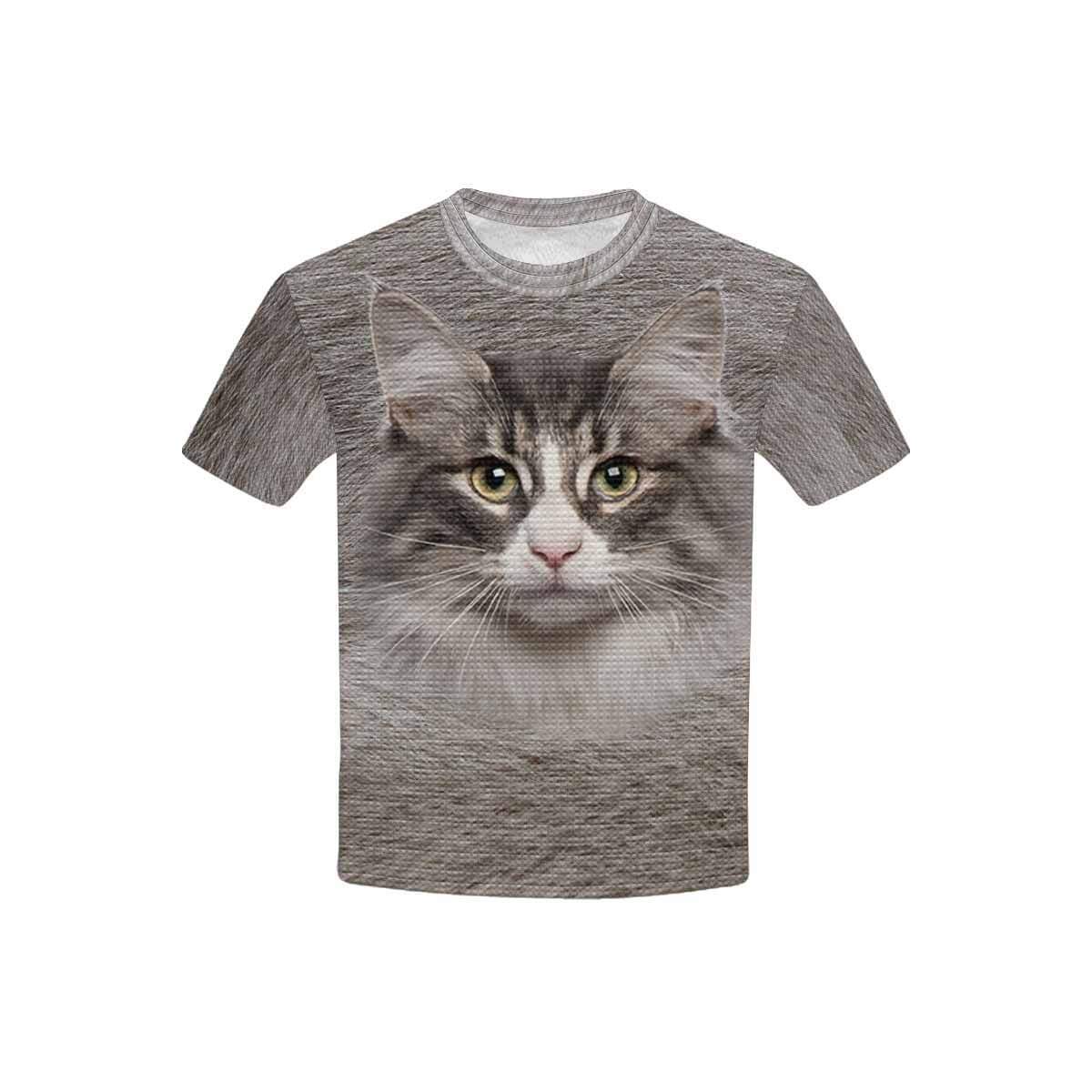 Custom #6-15Y Custom Photo Cute Cat Face Kid's All Over Print T-shirt - YesCustom