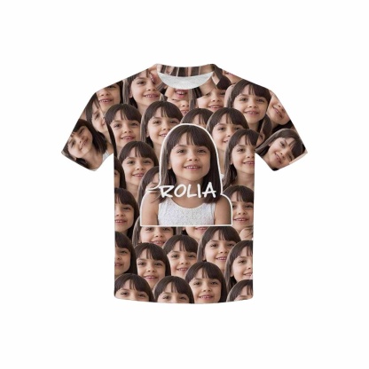 Custom #6-15Y Custom Photo&Name Kids Kid's All Over Print T-shirt - YesCustom