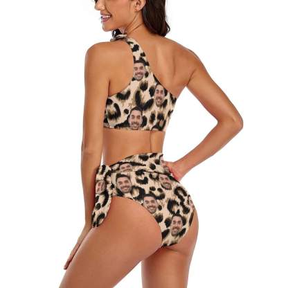 Custom #Leopard Bikini Set #Husband/Boyfriend Face On-Personalized Women's Swimwear Bikini Swimsuit Beach Bathing Suit Travel Boat Cruise Pool Party Outfits - YesCustom