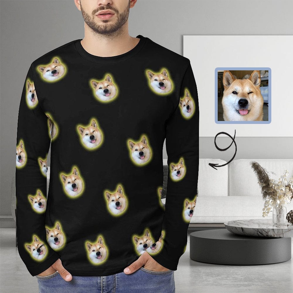 Personalized Shirts with Puppy Faces Print Men's Long Sleeve T-Shirt