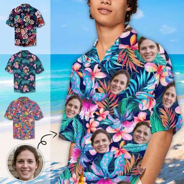 Custom face mens hawaiian shirt