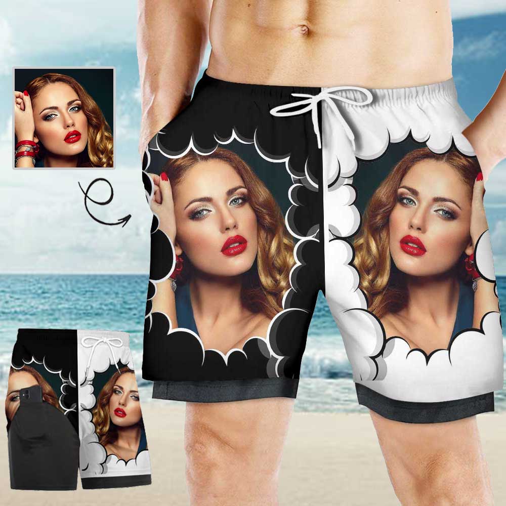 Custom Girlfriend Face Men's 2 in 1 Sport Shorts