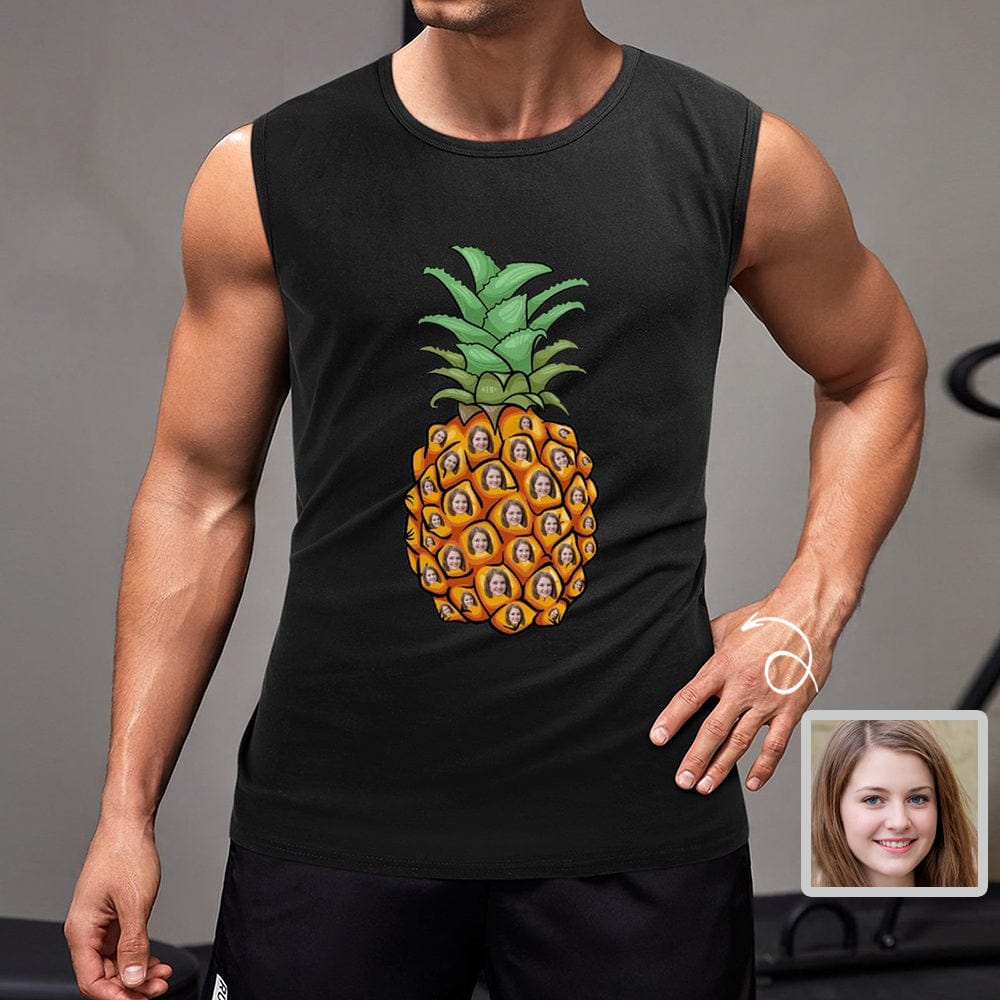 Custom Face Pineapple Sleeveless T-Shirt Personalized Men's Tank Top