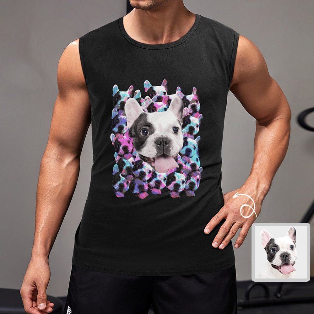 Custom Pet Face Sleeveless T-Shirt Personalized Men's Tank Top