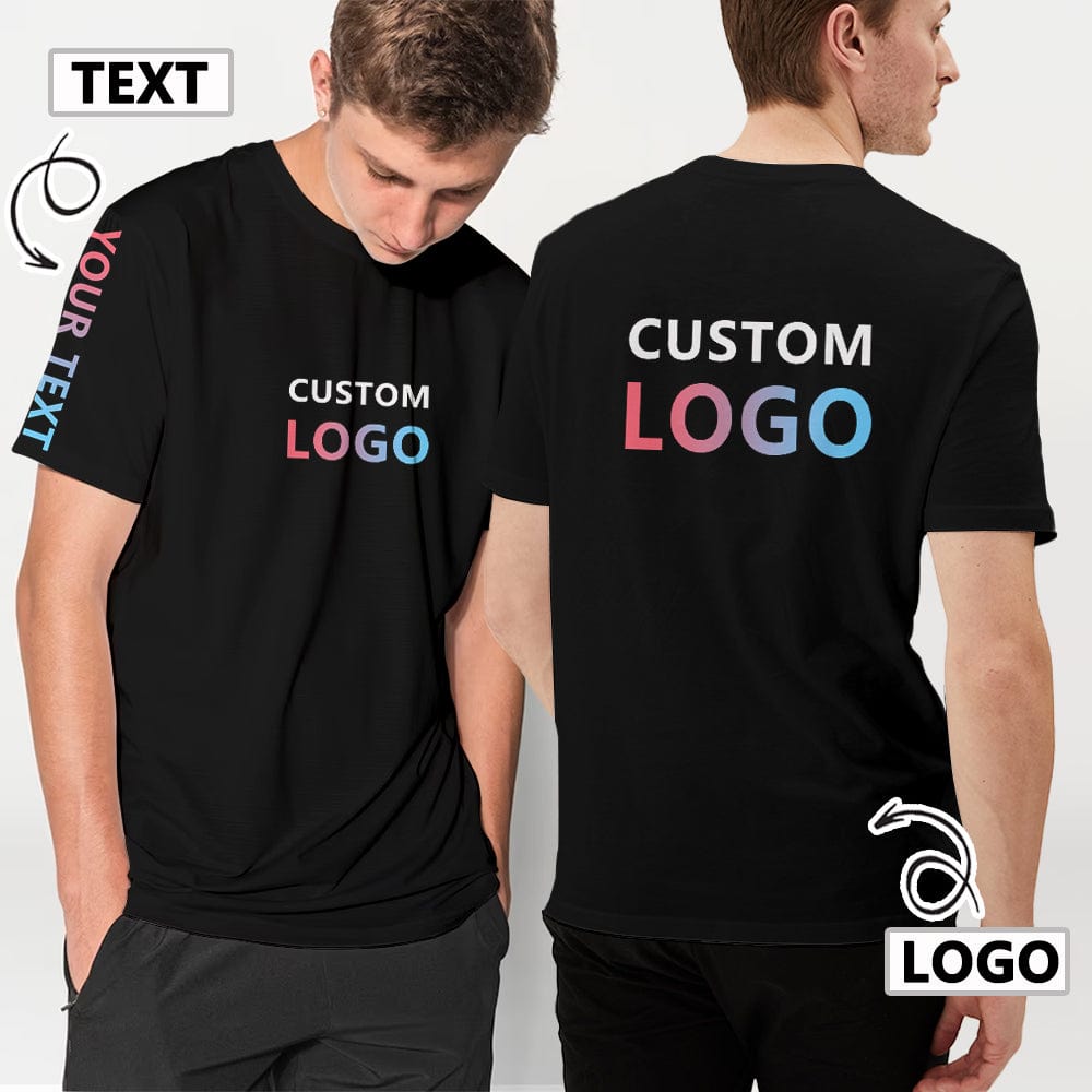 Custom Text&Logo Black Classic T-shirt Men's Round Neck T-shirt