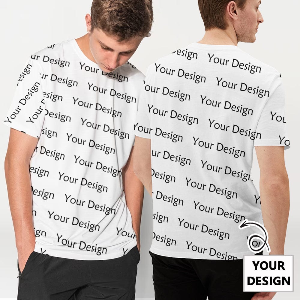 Custom Text Your Design White Classic T-shirt Men's Round Neck T-shirt