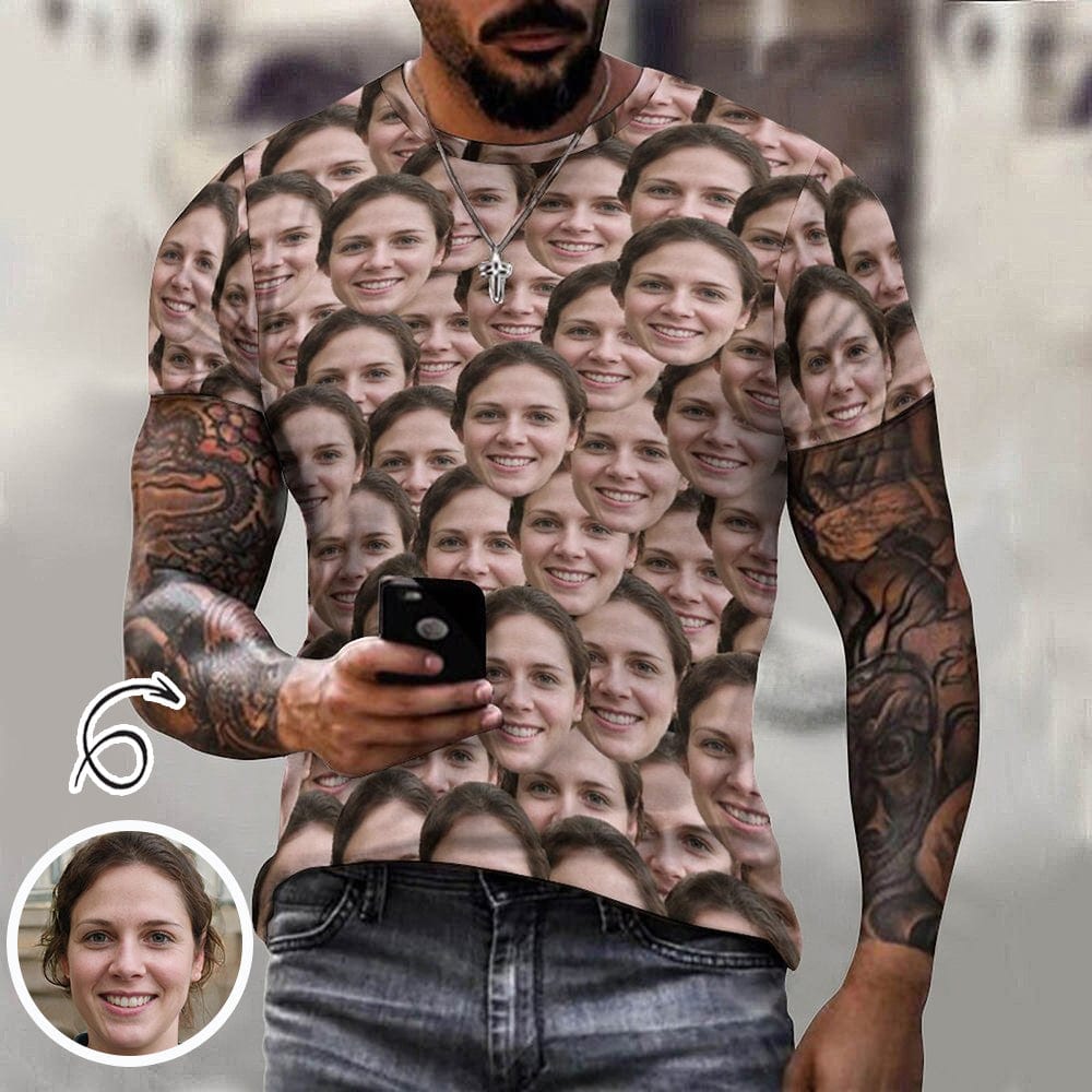 Custom Seamless Face Pure Cotton Men's Full Print Short Sleeve T-Shirt