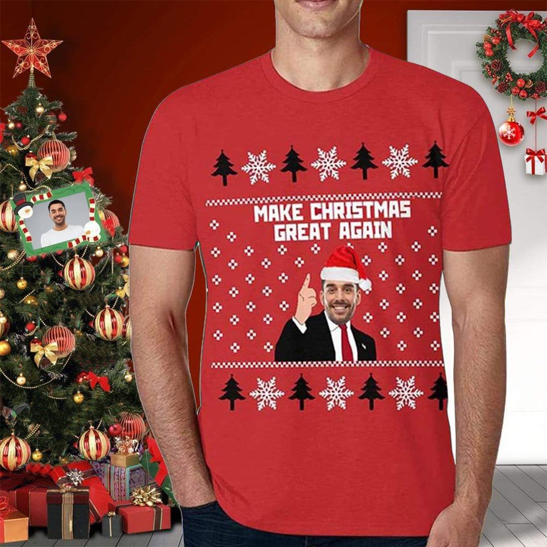 Custom Make Christmas Great T-shirt Design Photo Funny Casual Shirts