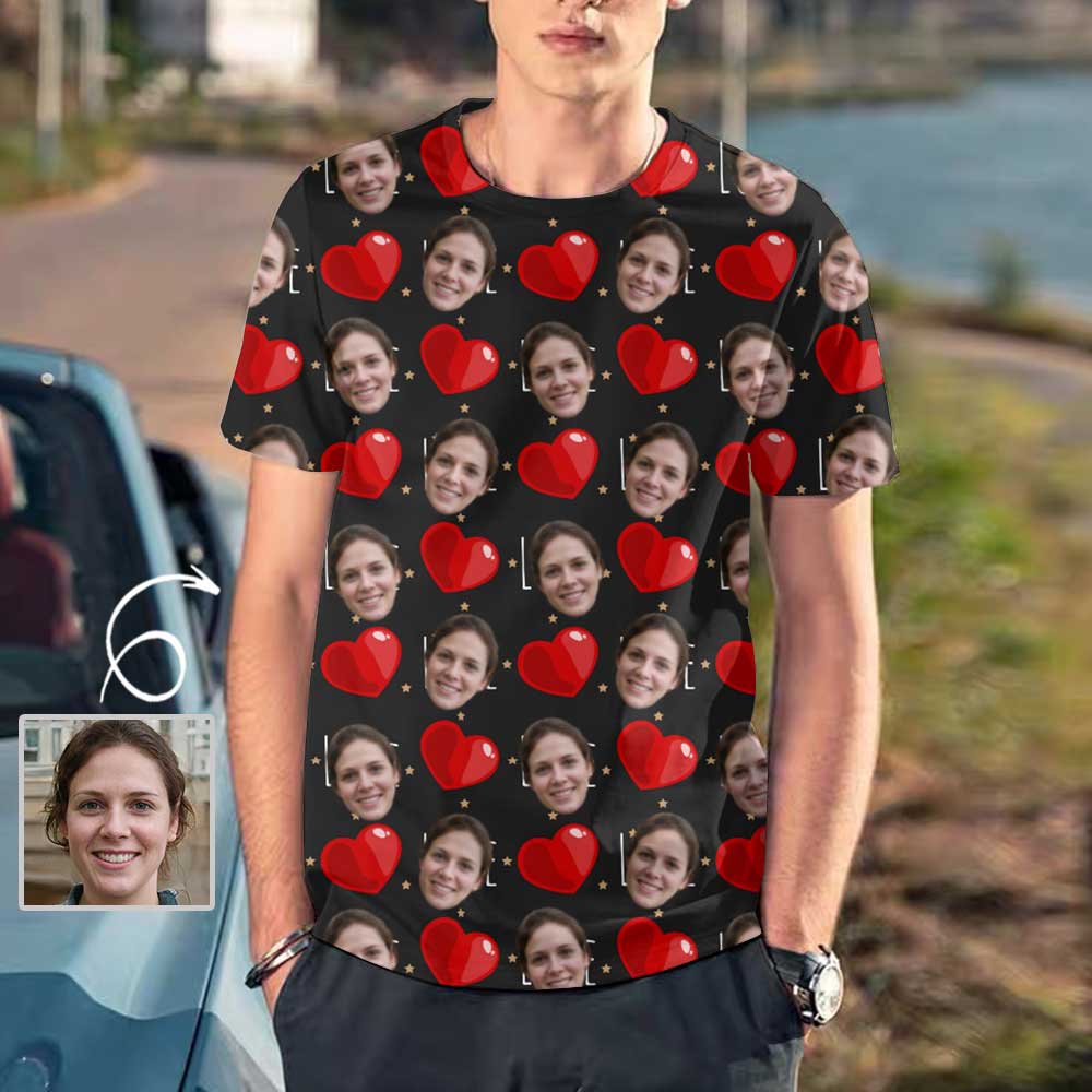 Personalized Face love T-shirt Design Photo Casual Summer Shirts