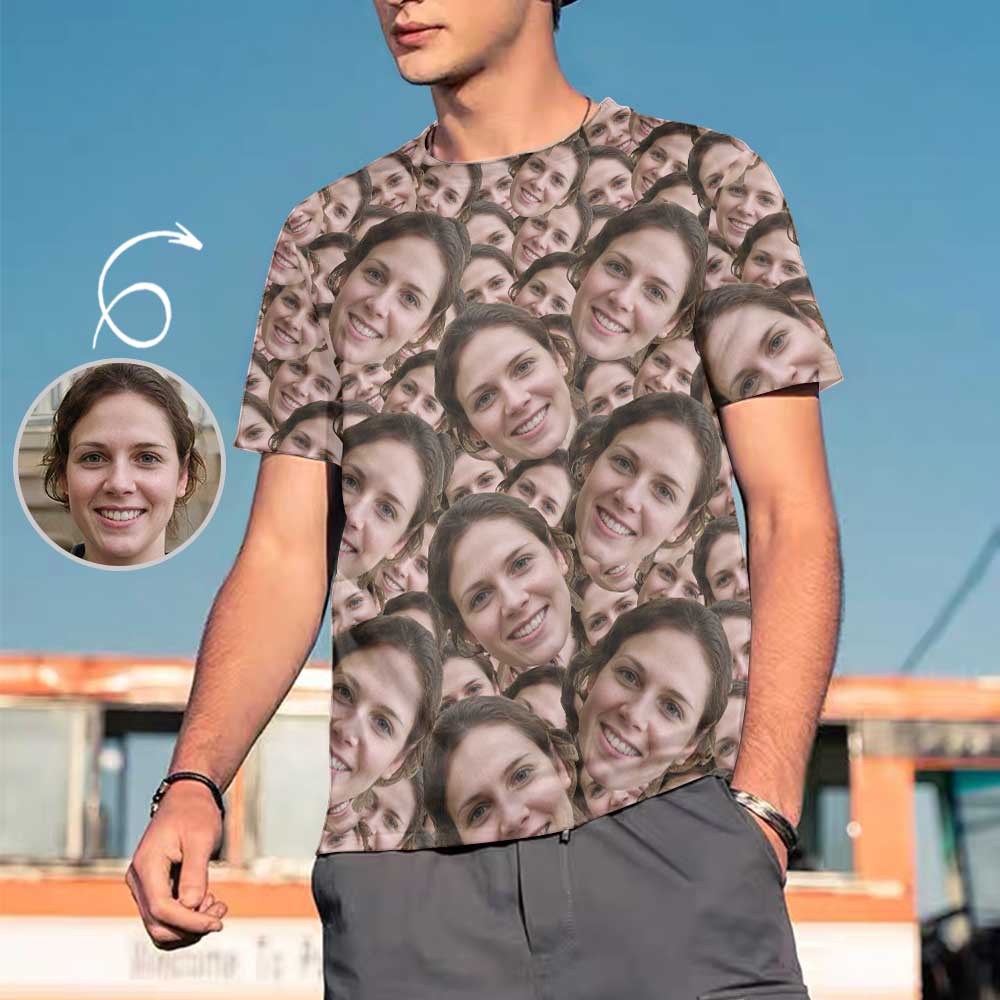Custom Face Shirts Seamless Head Your Face on Men's Print T-shirt