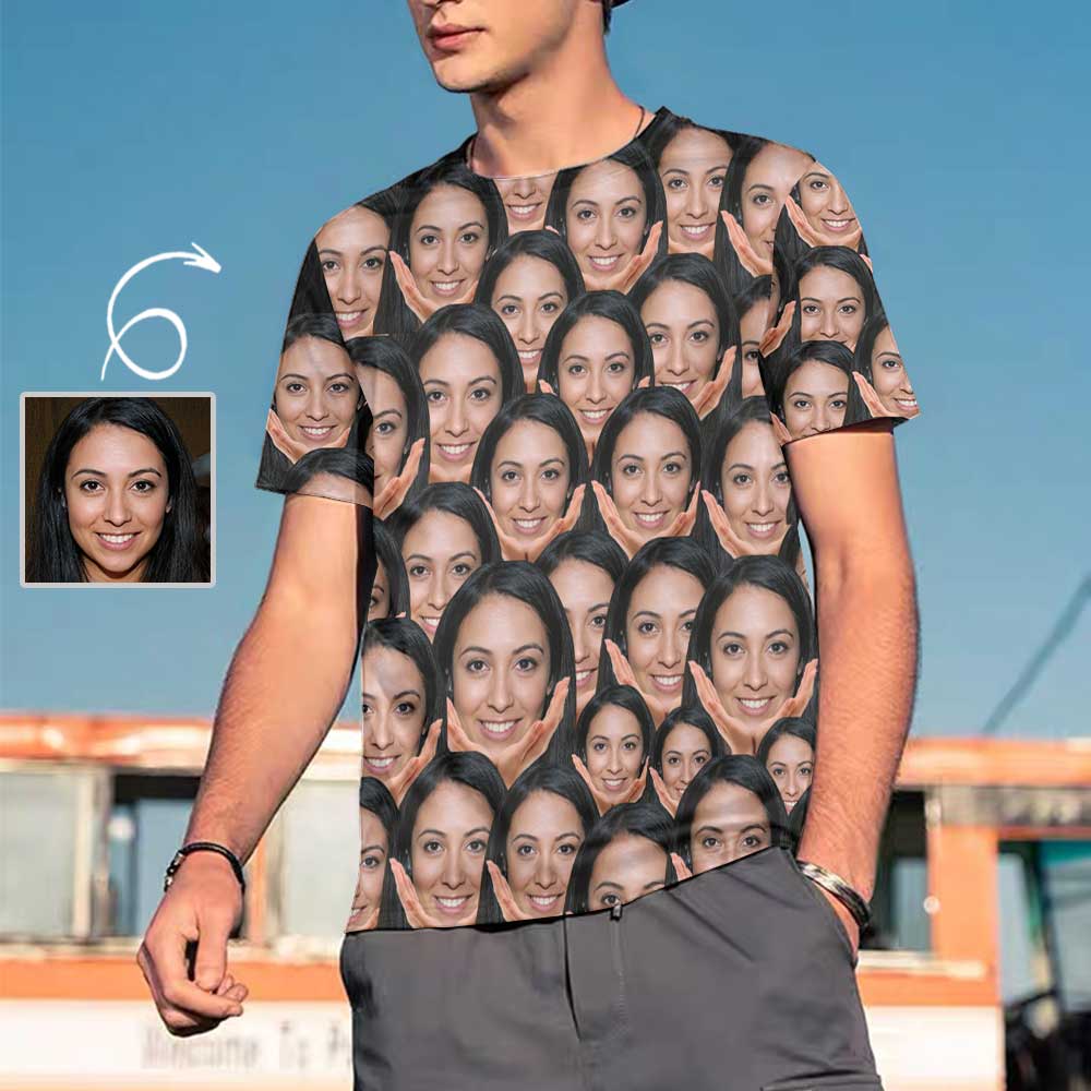 Custom Face Shirts Seamless Men All Over Print T-shirt with with Photo