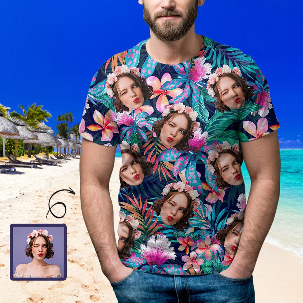 Men's Custom Girlfriend Face T-shirt with Personalized Pictures