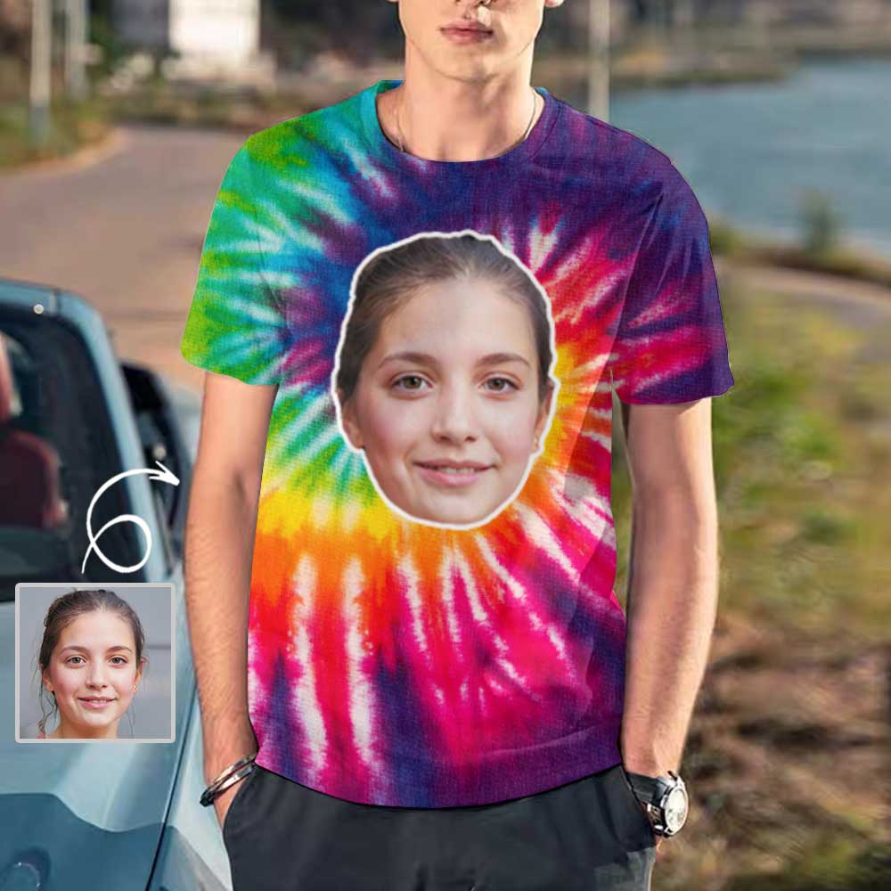 Custom Girlfriend Face Tee Rainbow Personalized Men's Print T-shirt