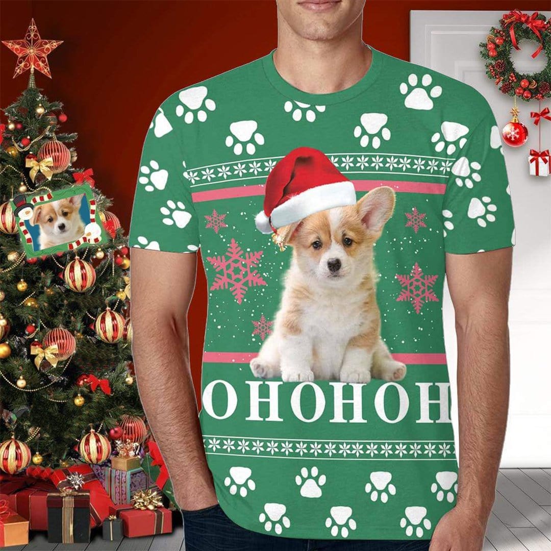 Custom Pet Photo Shirts Christmas Men's Design Put Your Dog on A Shirt