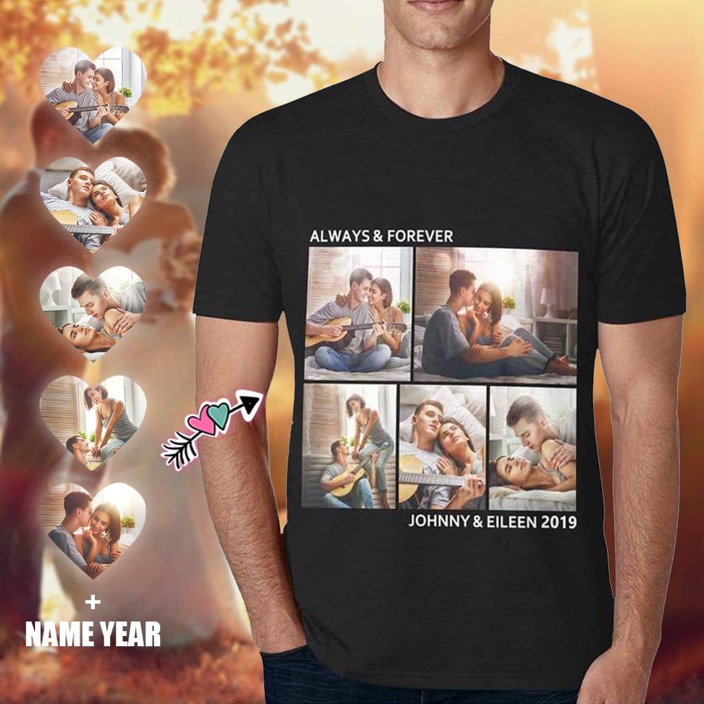 Custom Photo&Text Men's All Over T-shirt with Personalized Pictures